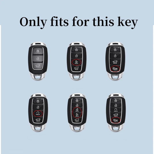 Metal Leather Car Key Case for Hyundai I30 Ix35 Kona Encino Solaris
