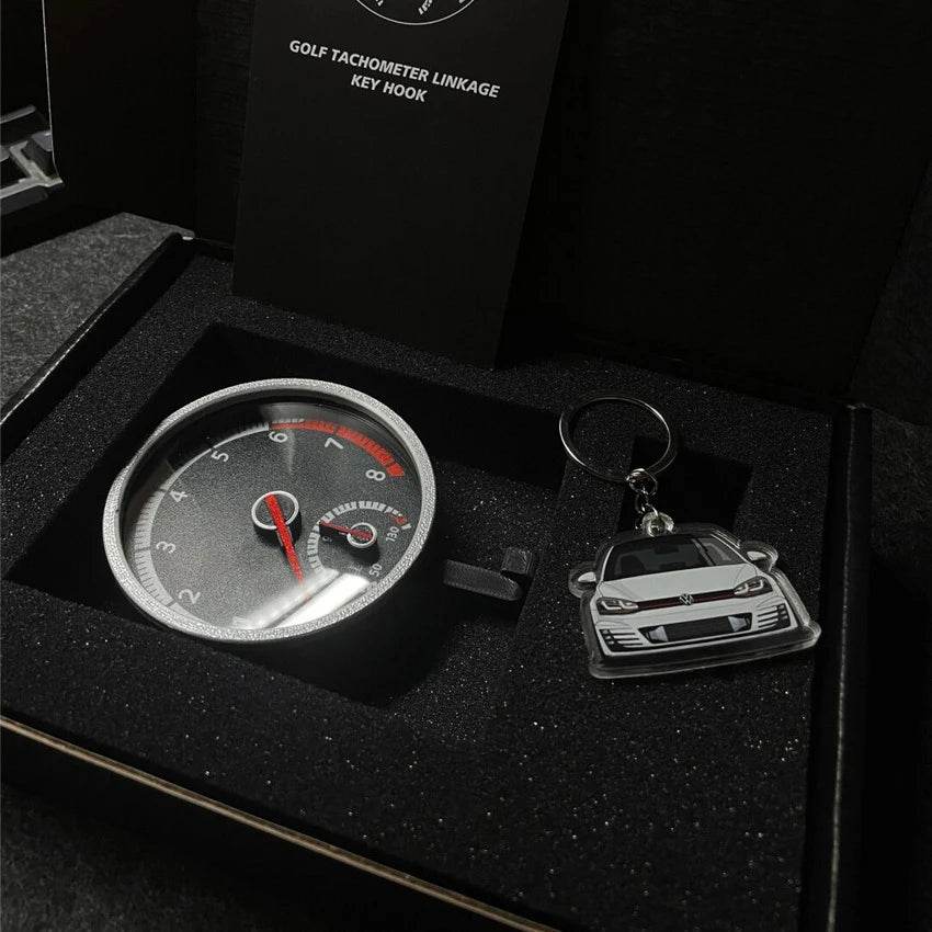 VW Golf R GTI Keychain – Tachometer Key Holder Pendant - Golf R