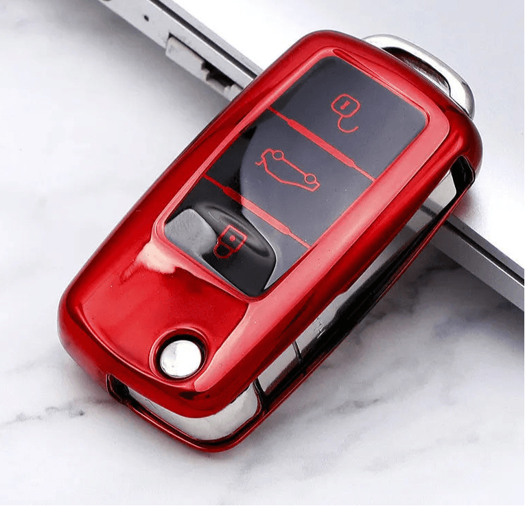 Volkswagen Leather Car Key Case – Full Cover - Red
