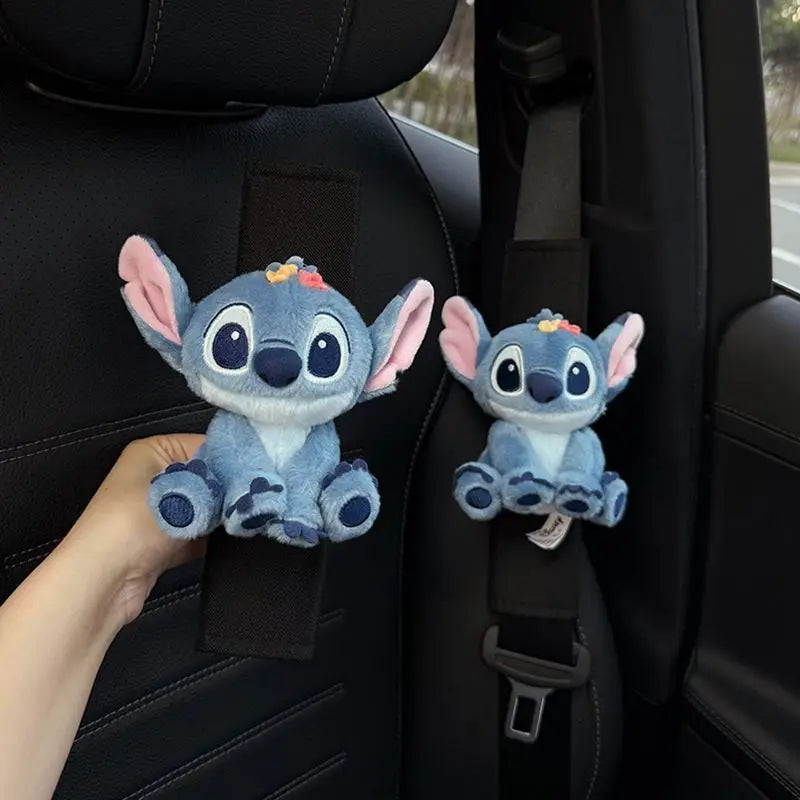 Stitch Car Seat Belt Shoulder Pads with Cute Doll Decoration