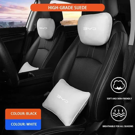 BYD Car Headrest & Waist Pillow - Headrest White