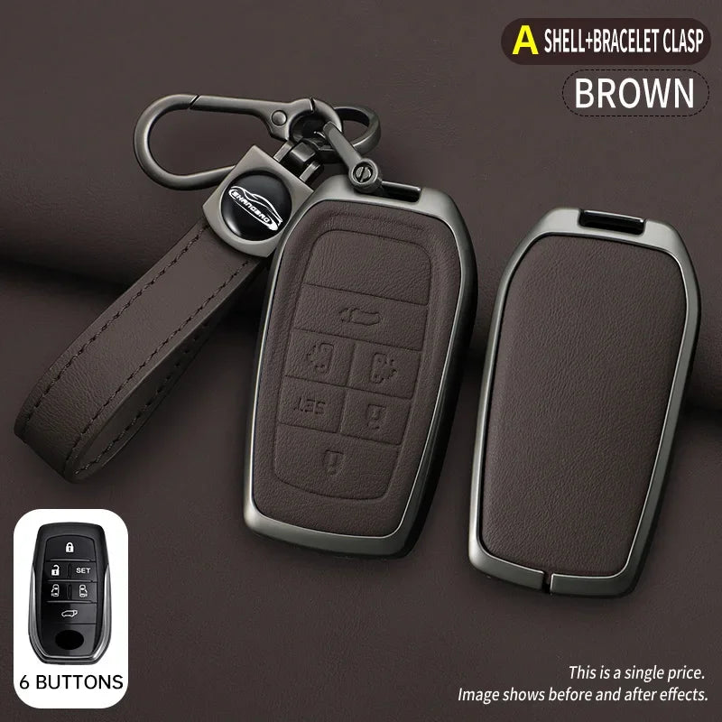Zinc Alloy Car Key Cover Case for Toyota Alphard Previa Voxy - B-style 2 Brown