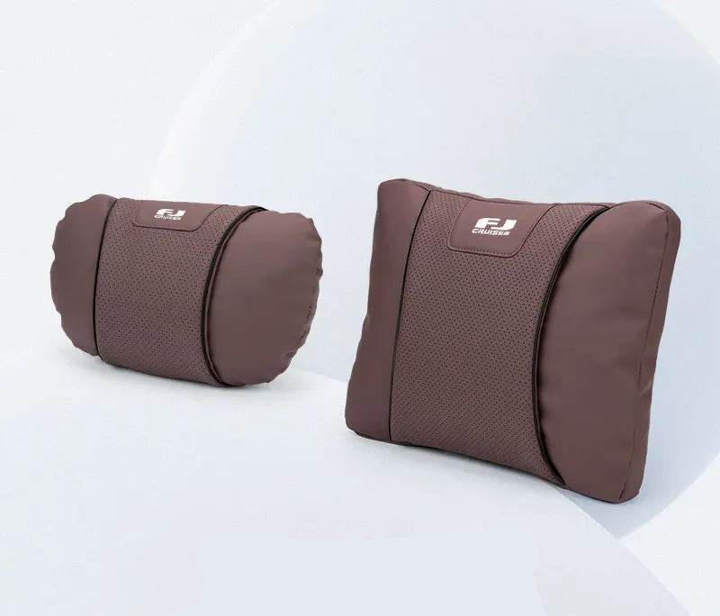 Toyota FJ Cruiser Car Neck & Lumbar Support Pillow - set brown