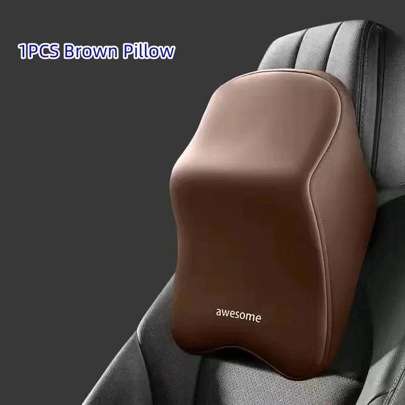 Ergonomic Car Lumbar & Neck Support Pillow Set – Memory Foam Cushion for Back & Headrest - Black Set