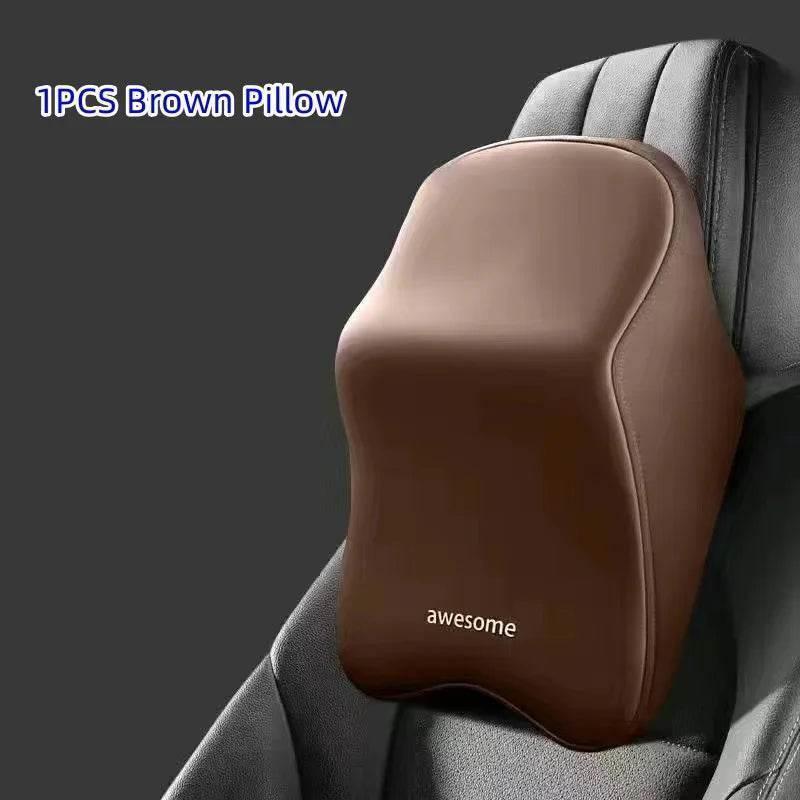 Ergonomic Memory Foam Car Neck & Lumbar Support Pillow Cushion Set - Black Set