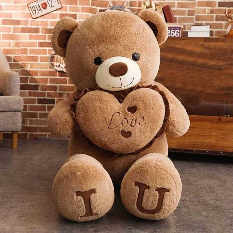 Giant Teddy Bear Plush – Big LOVE Stuffed Toy - Brown / 100CM