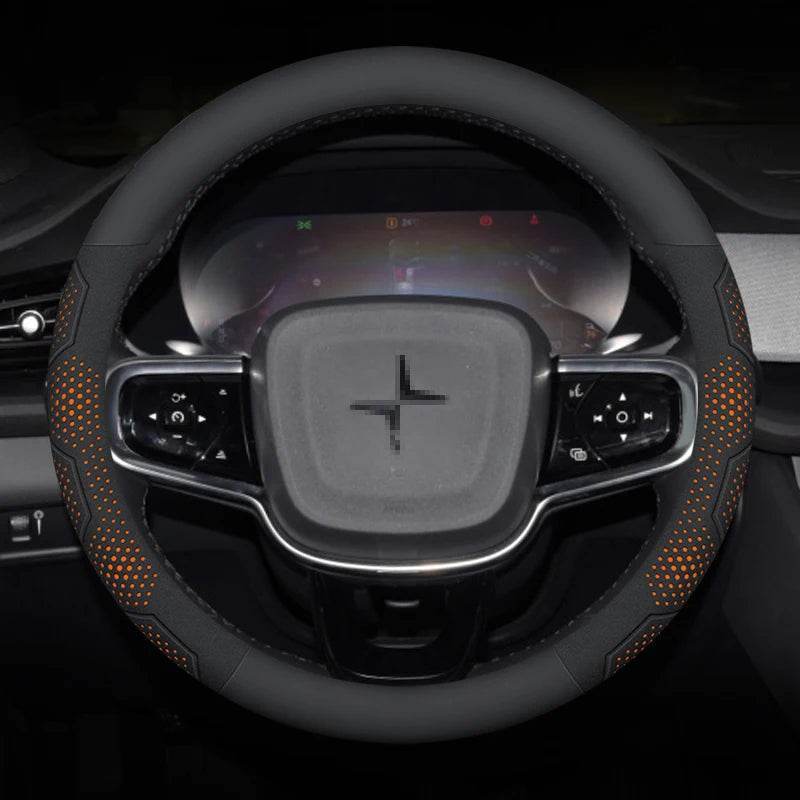 Polestar Carbon Fiber Suede Steering Wheel Cover - O Leather Orange