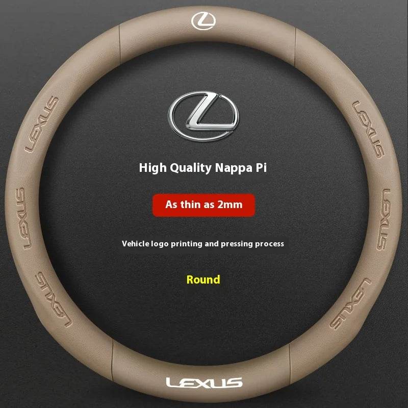 Lexus F SPORT Carbon Fiber Leather Steering Wheel Cover – Fits ES200, ES300, RX300, NX300, IS300, UX300, LX570, GX & More - Leather Black