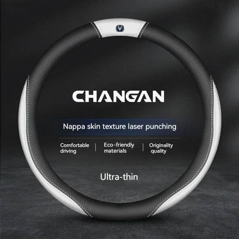 Changan Leather Steering Wheel Cover - O Style 1 white