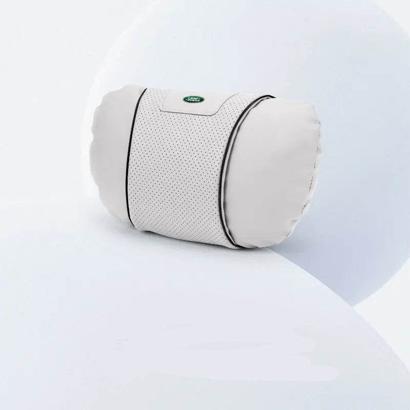 Land Rover Leather Car Neck Pillow & Lumbar Support - headrest white
