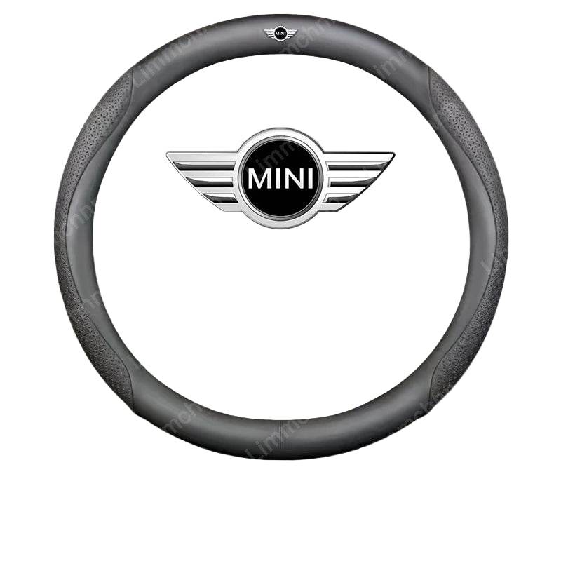 Mini Cooper Carbon Fiber Steering Wheel Cover - Leather Black