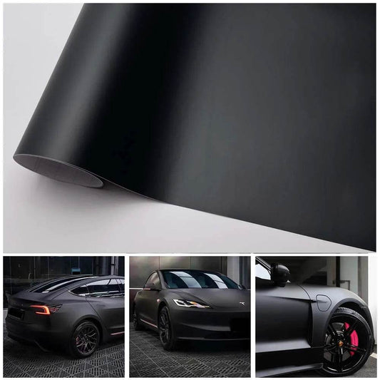 Matte Black Car Vinyl Wrap - 10X152 CM