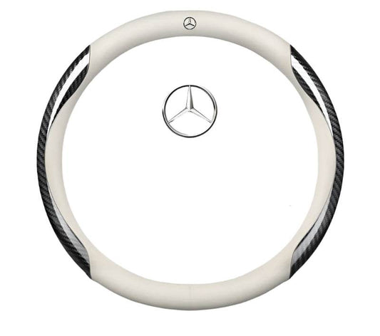 Mercedes Carbon Fiber Leather Steering Wheel Cover - O White Carbon