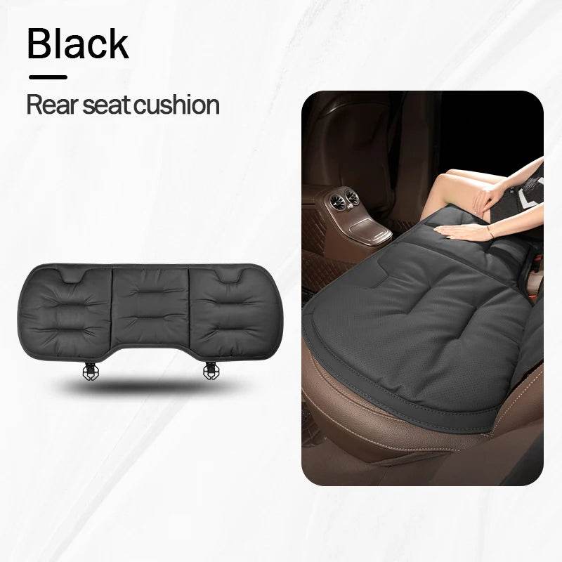 Car Seat Cushion – Leather, Waist Support, Four Seasons Protector - 1PC Black Rearseat