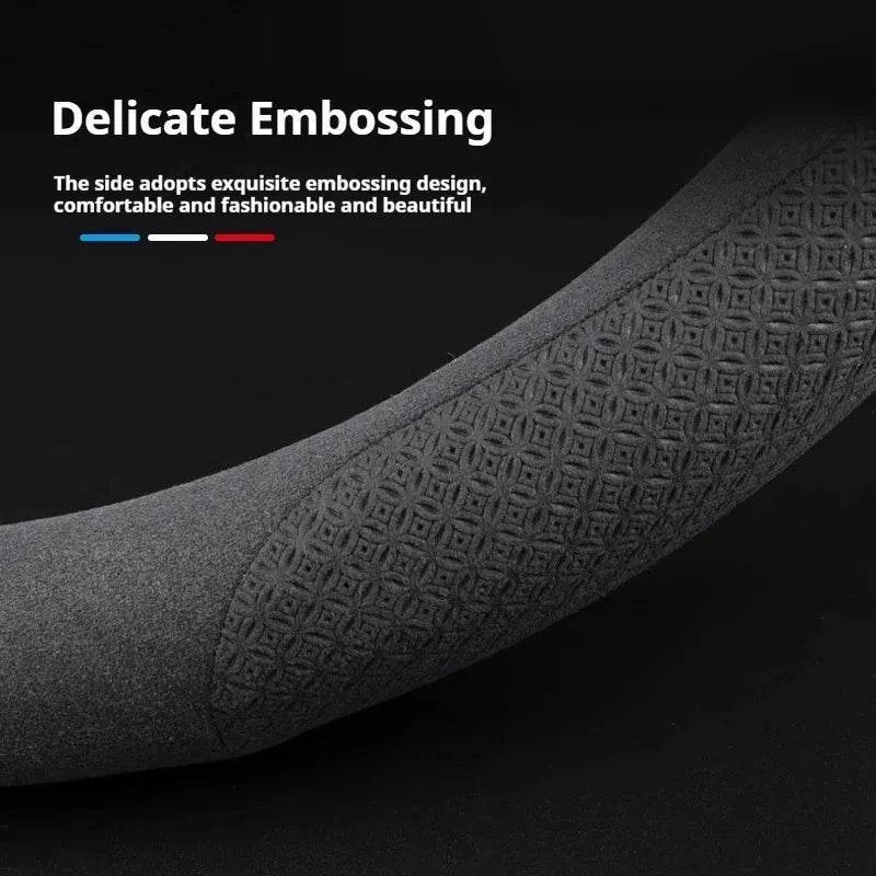 Ford Carbon Fiber Leather Steering Wheel Cover - O White Style B