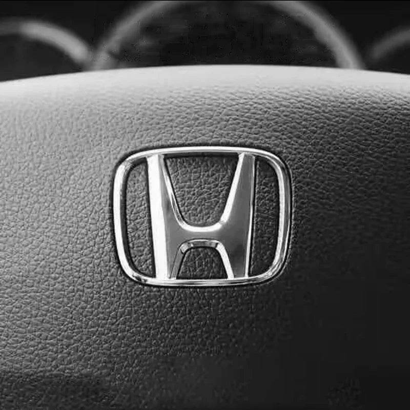 Honda Steering Wheel Emblem – 50/53mm Car Badge Decal - Silver / 53mm x 43mm