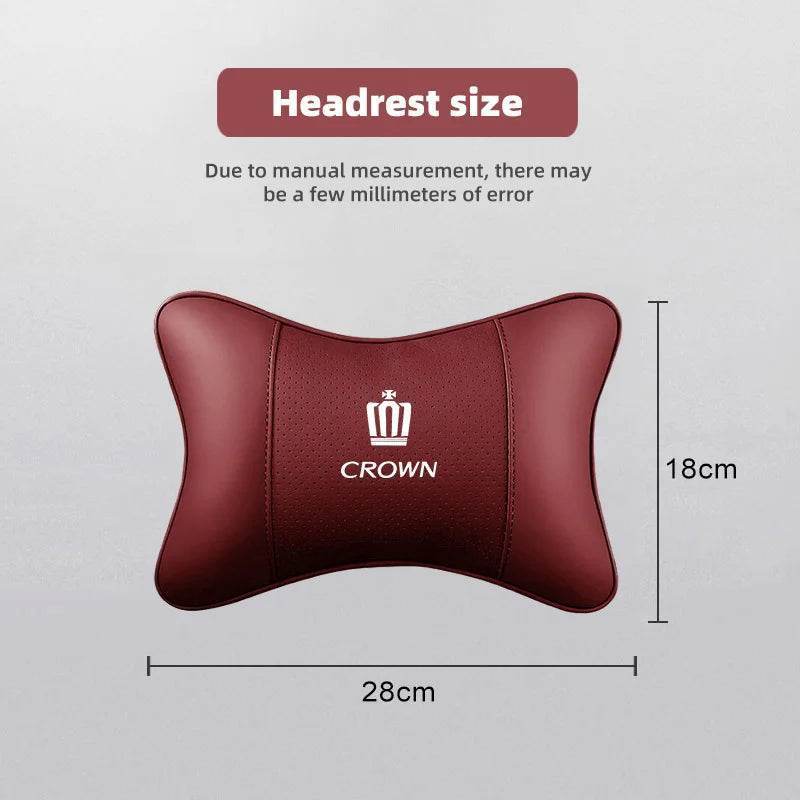 Toyota Crown Leather Car Headrest Neck Pillow - TZ-Mocha brown