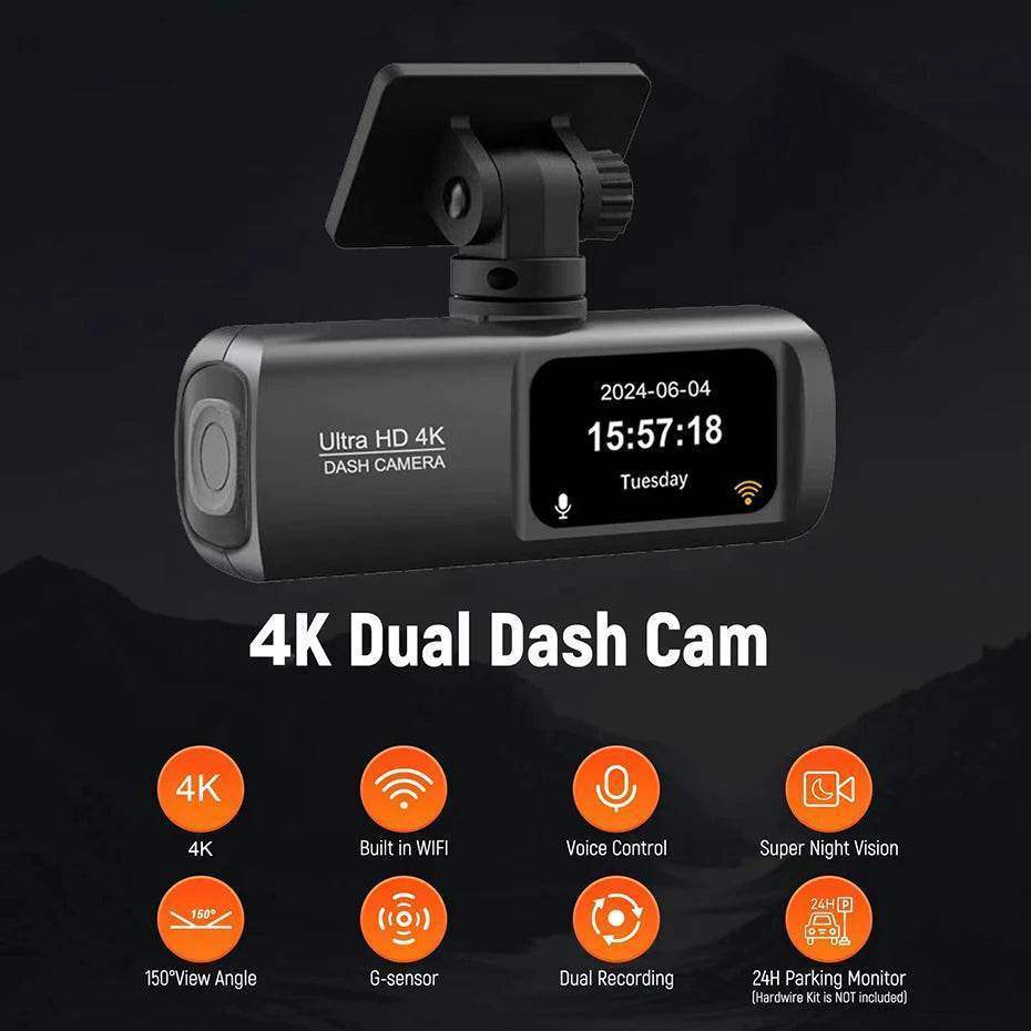 4K WIFI V22 Mini Dashcam Night Vision with Rear Camera - V22S / None