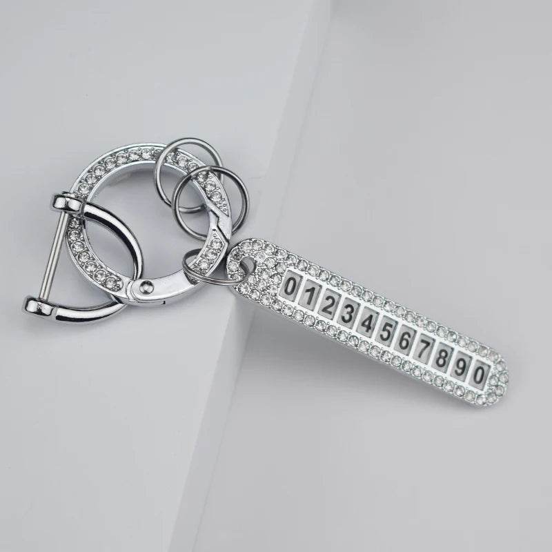 Braided Leather Keychain Loop with Metal Ring - Golden - White