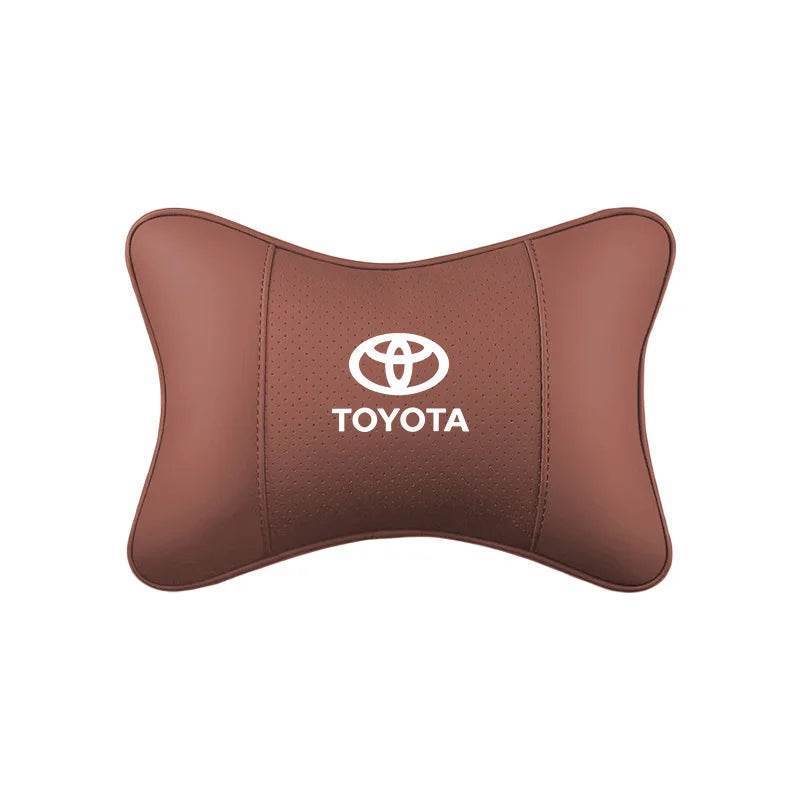 Toyota Crown Leather Car Headrest Neck Pillow - TZ-Mocha brown