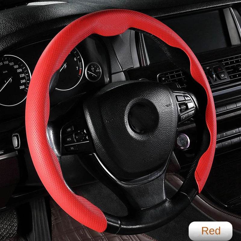 Premium Car Steering Wheel Cover – Universal 36-38cm - Black Blue