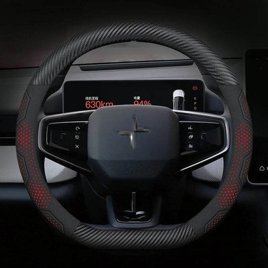 Polestar Carbon Fiber Suede Steering Wheel Cover - D Carbon Red