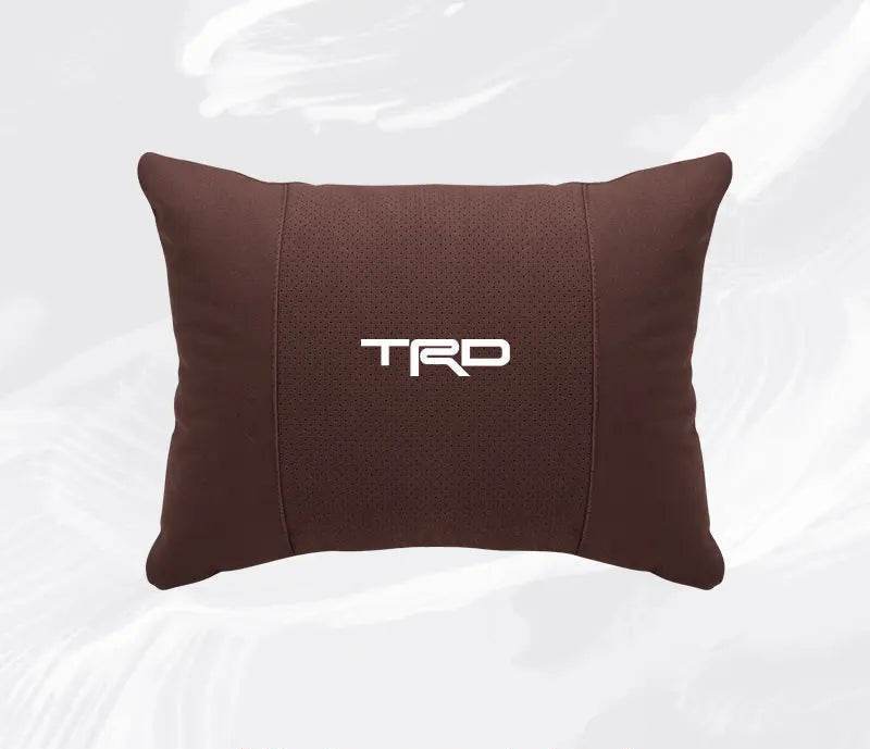 TRD Suede Car Neck Pillow for Toyota Corolla, Yaris, Camry, Prius & More - lumbar brown