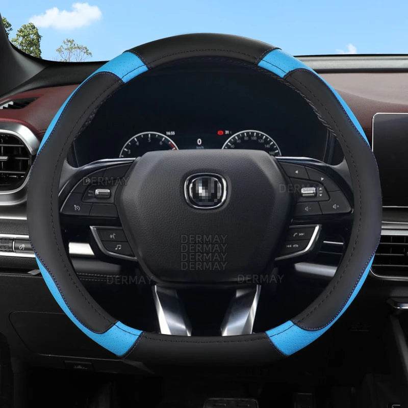 Changan Sports Microfiber Leather Steering Wheel Cover - B- Blue