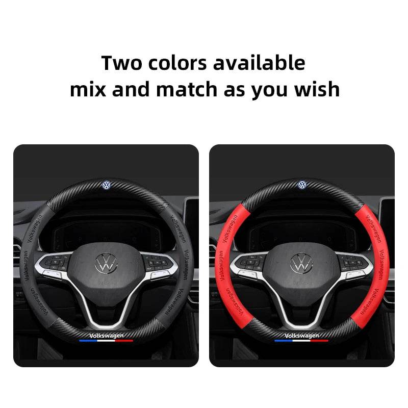 Volkswagen Carbon Fiber Steering Wheel Cover for – Golf, GTI, Passat, Tiguan, Touareg & More - Carbon red - DX