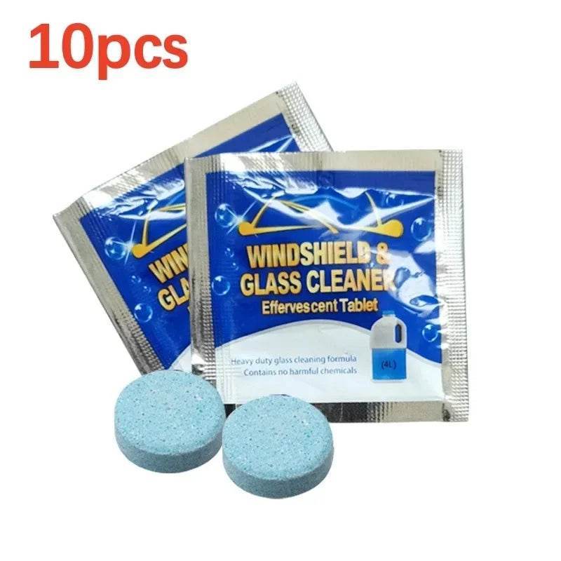 All-Season Windshield Washer Effervescent Tablets – Shellac-Free Concentrate | 1 Tablet Makes 4L Fluid - 10pcs