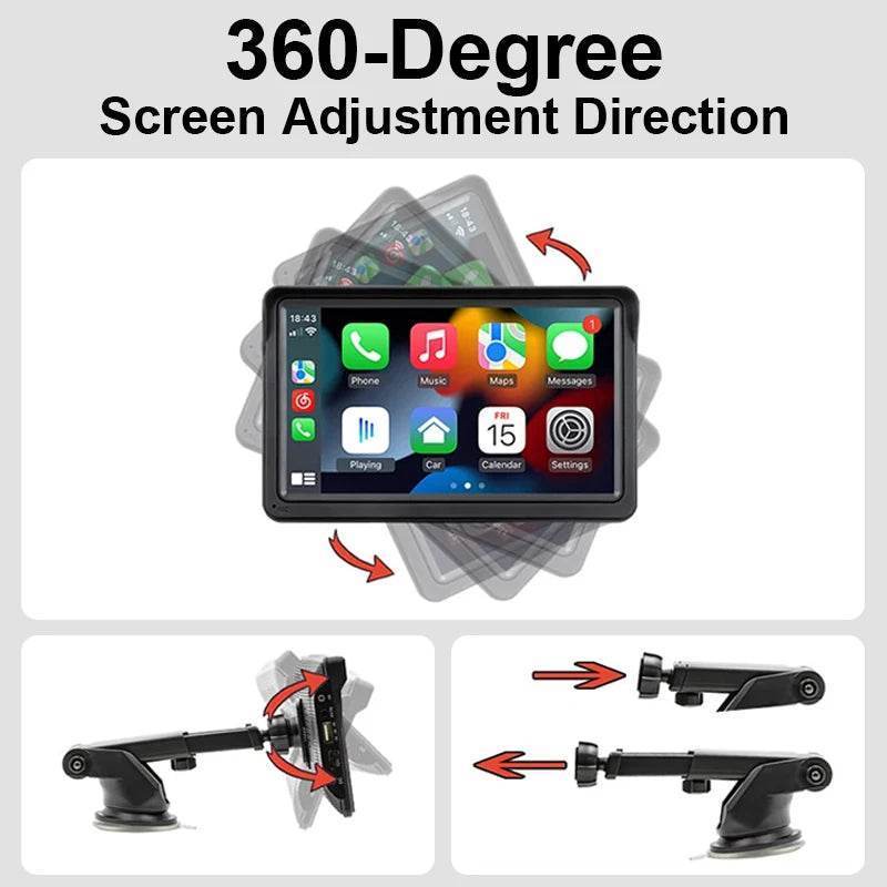 Portable Universal Touchscreen Car Multimedia Video Player – Wireless CarPlay & Android Auto -