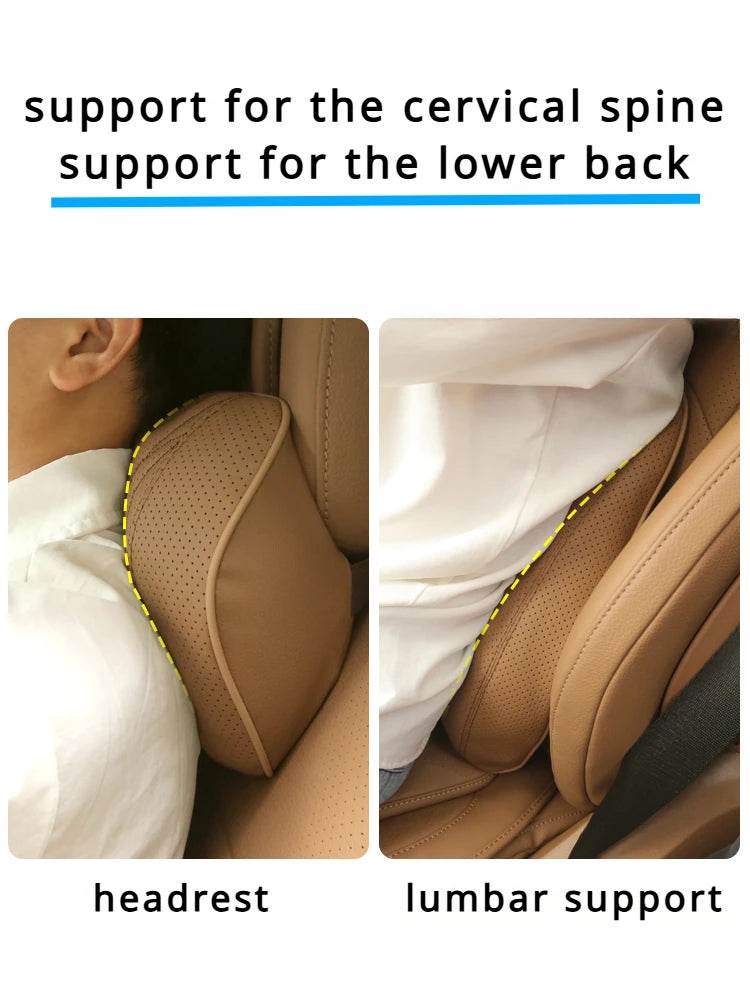 Mercedes-Benz E-Class C/GLC Seat Cushion with Headrest & Lumbar Support - Brown Headrest