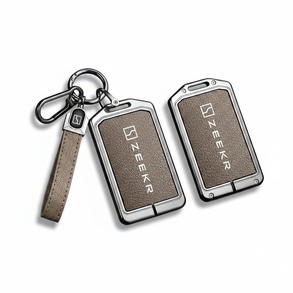 Zeekr 7X 009 007 001 NFC Zinc Alloy Leather Key Cover Case Chain - beige chain