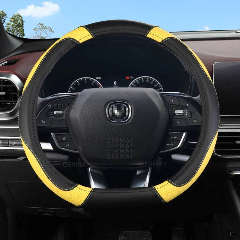 Changan Sports Microfiber Leather Steering Wheel Cover - B- Yellow