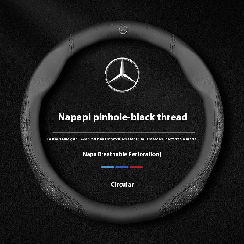 Mercedes Suede Leather Steering Wheel Cover - O Leather Black