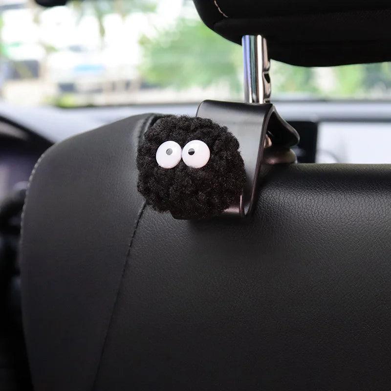 Black Coal Ball Car Seat Hooks - 2PC Headrest Storage Organizer