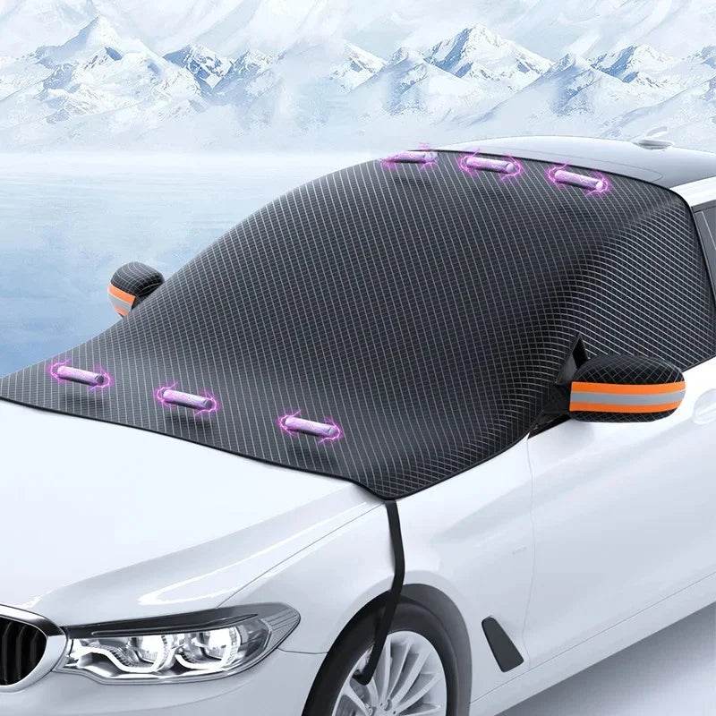 Magnetic Windshield Snowproof Cover – Sun Protection & Anti-Freezing - Front+ side window (Orange Reflector)