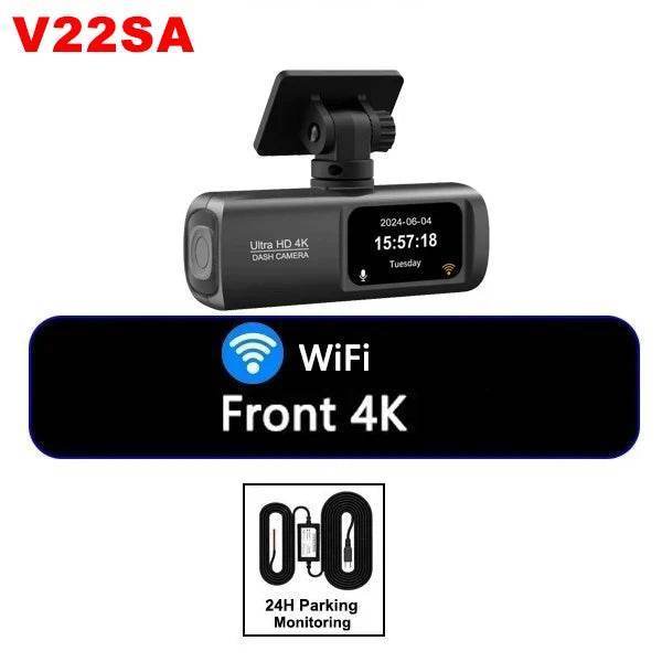 4K WIFI V22 Mini Dashcam Night Vision with Rear Camera - V22SA / None