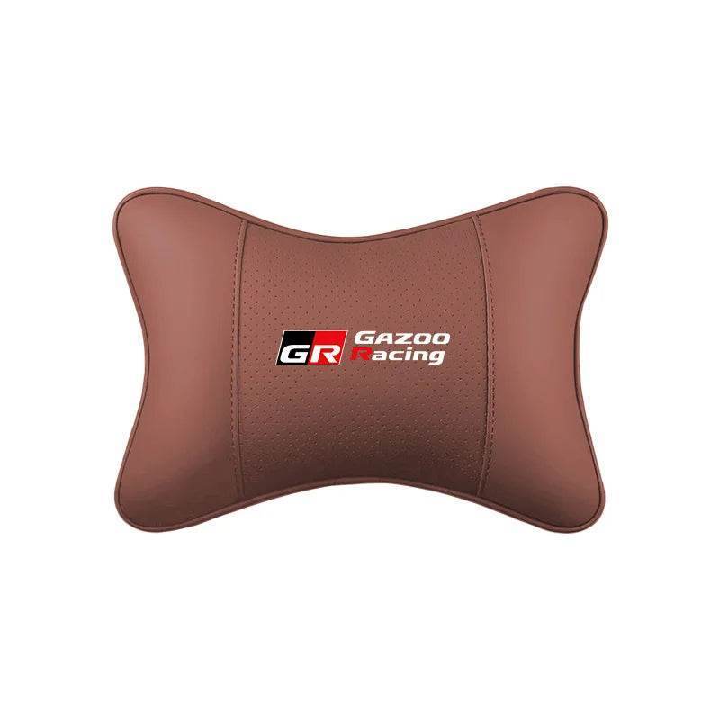 Toyota Crown Leather Car Headrest Neck Pillow - TZ-Mocha brown