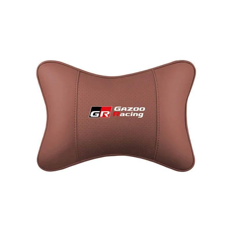 Toyota Crown Leather Car Neck Pillow - TZ-Saddle brown 1