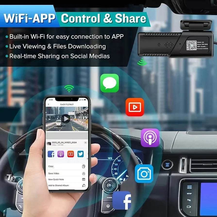 2K Mini Dash Cam with WiFi - 24H Wifi / 32G Card