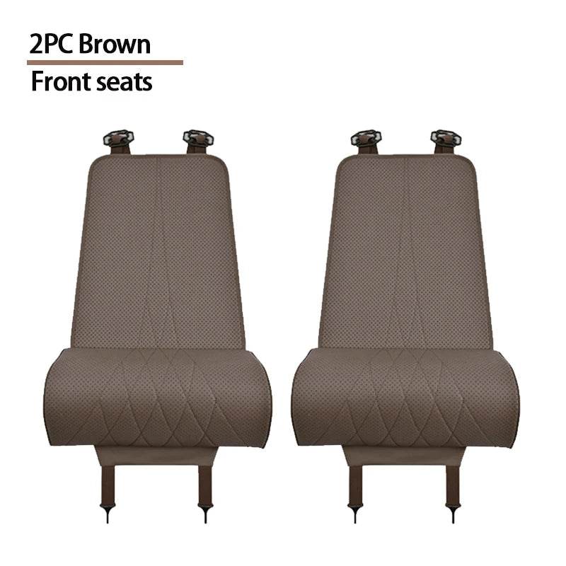 Car Seat Cushion | Universal PU Leather, Breathable & All-Season Comfort - 2PC Brown