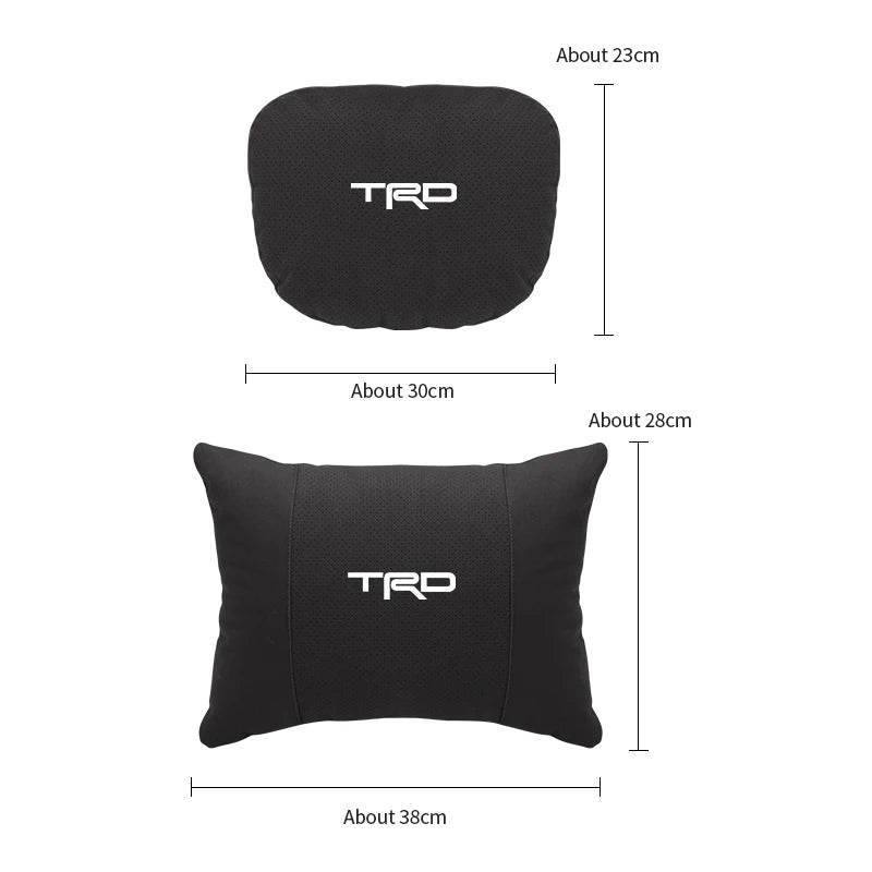 TRD Suede Car Neck Pillow for Toyota Corolla, Yaris, Camry, Prius & More - headrest 1pc black
