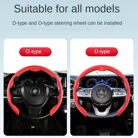 Premium Car Steering Wheel Cover – Universal 36-38cm - Black Blue