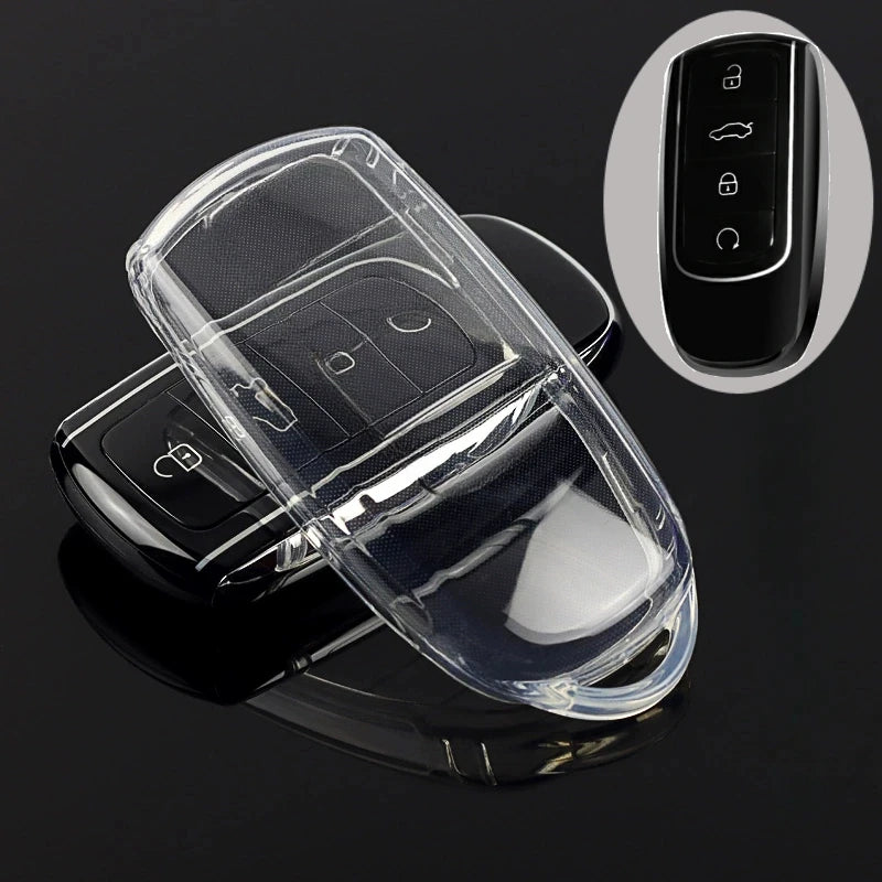 Transparent TPU Car Remote Key Case Cover for Chery Tiggo 8 Plus New 5 7 - Transparent