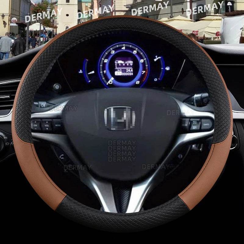 Honda Civic Leather Steering Wheel Cover - Brown