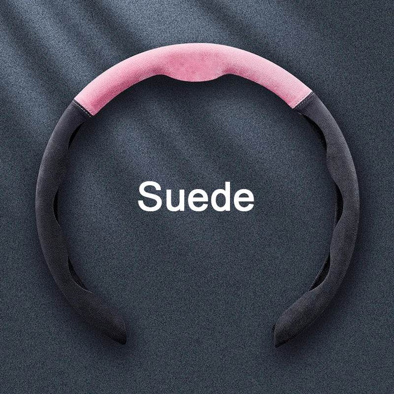 Premium Car Steering Wheel Cover – Universal 36-38cm - Black Pink