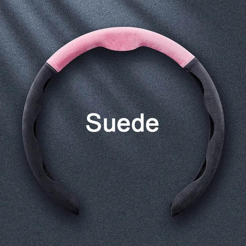 Premium Car Steering Wheel Cover – Universal 36-38cm - Black Pink