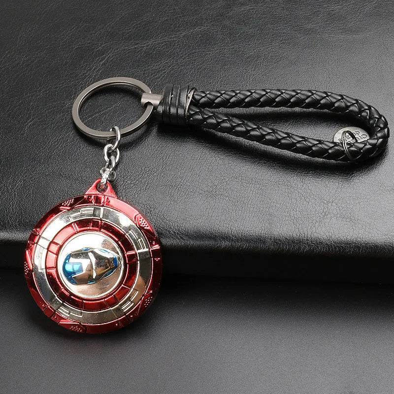 Marvel Avengers Deadpool Captain America Shield Keychain Rotate Relieve Anxiety Toy Keyring Car Bag Key Holder Accessories Gift - hong se