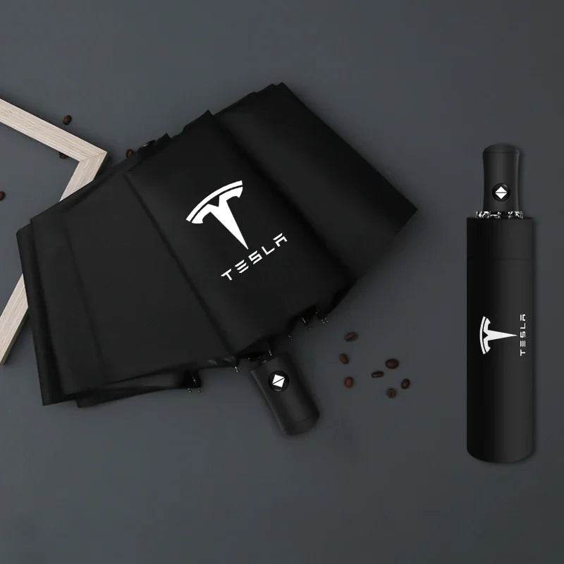 Tesla Branded Fully Automatic Umbrella – Windproof, Compact & Stylish -